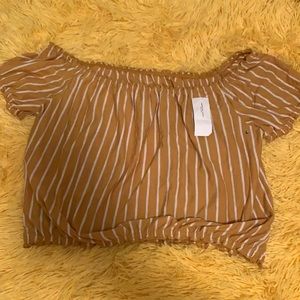 American Eagle Shirt Cropped Blouse Striped